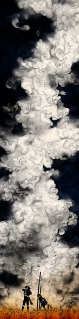 Free printable abstract cloud art bookmark featuring white clouds on a dark sky